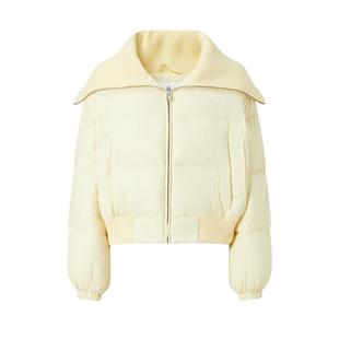 商场同款 摩萨克冬新款白鸭绒90罗纹翻领短款羽绒服外套女