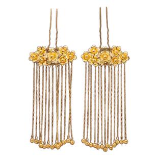 古装头饰汉服发冠金色步摇流苏发簪子新娘秀禾结婚中式婚礼配饰品