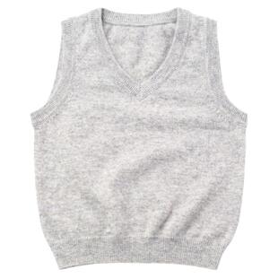 基础百搭款儿童山羊绒马甲薄款男孩纯羊绒背心中大童男童灰色保暖