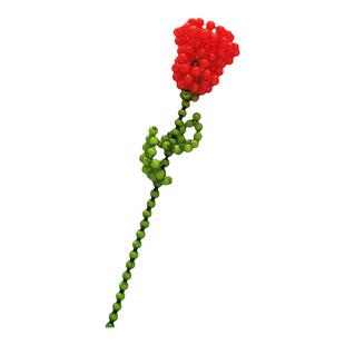 手工串珠红色玫瑰花成品节日礼物家居装饰品摆件假花diy散珠材料
