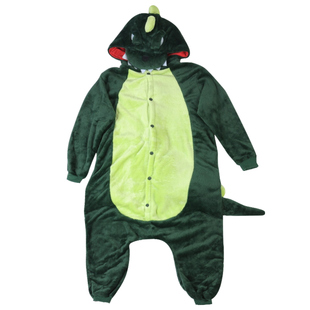 加厚珊瑚绒可爱卡通动物小恐龙连体睡衣大码成年冬情侣男女家居服