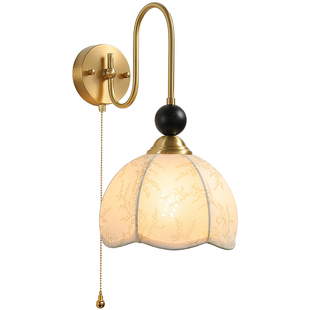 依诗豪 床头壁灯 黄铜中古风卧室床头灯法式复古南洋风过道楼梯灯