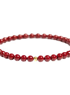 朱砂手串本命年天然原矿帝王紫金砂手链男女转运珠护身符圆珠礼物