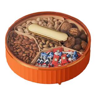 多功能高端糖盒收纳盒可旋转新款干果盘客厅家用零食摆放盘零食盒