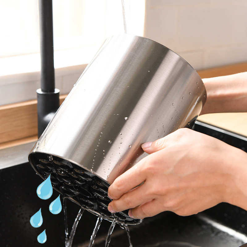 厨房勺子铲子置物架家用剪刀烤肉夹子收纳桶不锈钢筷子篓筷子筒盒