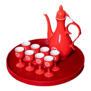 陶瓷白酒杯传统酒壶婚庆高脚杯家用烈酒小号一口杯结婚喜红交杯酒