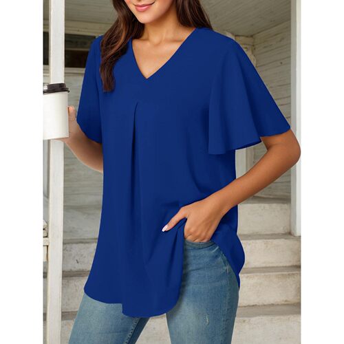 A 40461 Fashion Chiffon Blouse Petal Sleeves 花瓣束腰衬衫