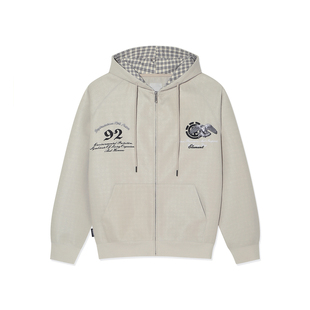 美国ELEMENT滑板&NT系列重磅卫衣男宽松连帽复古刺绣插肩开衫外套