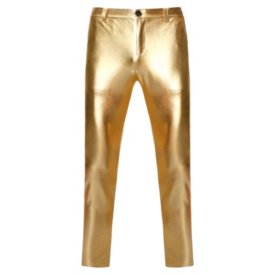 修身烫金亮色男士休闲裤