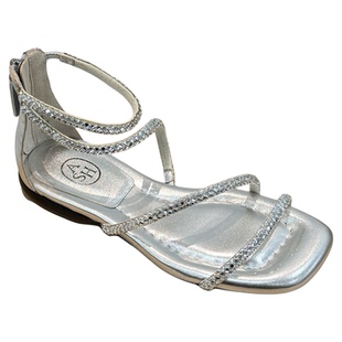 ASH女鞋亮钻后拉链波西米亚时装凉鞋方头平底罗马凉鞋AO160F40009