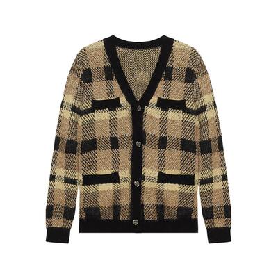 慧兰羊毛深V开衫针织衫