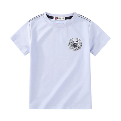 童装夏装圆领纯色短袖T恤透气