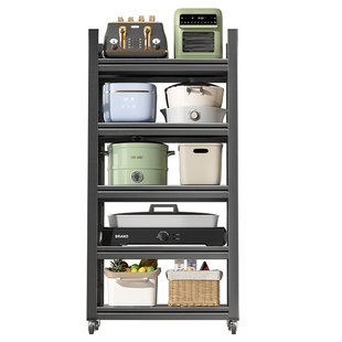 厨房置物架落地多层多功能微波炉夹缝锅具收纳架子烤箱储物架货架
