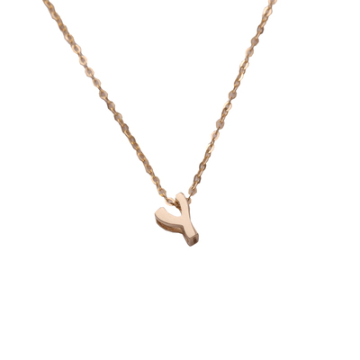 14K金迷你Y字母项链锁骨链