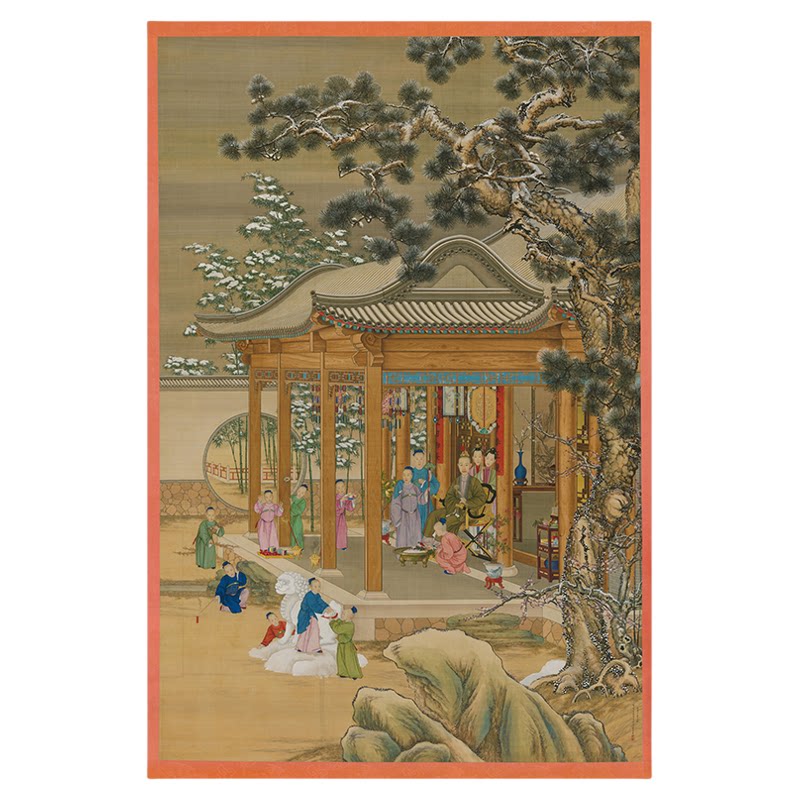 郎世宁弘历雪景行乐图宫廷建筑画