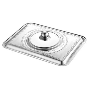 不锈钢盖子长方形托盘不锈钢盆带盖盘子锅盖烤鱼盘盖子方锅玻璃盖