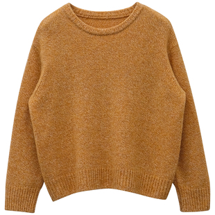 一三良品小个子 复古羊毛拉绒软糯温柔针织衫杂色韩系毛衣女冬短