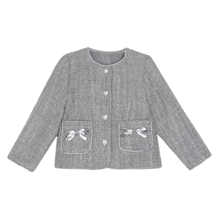 小O宝童装 宝宝小香风套装女高级感2025冬女童富家千金喇叭裤套装