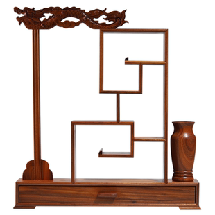 梅林笔庄祥龙笔挂红木龙头摆件文房四宝仿古展示架博古架毛笔实木多功能架简约创意毛笔笔架新中式展示架收纳