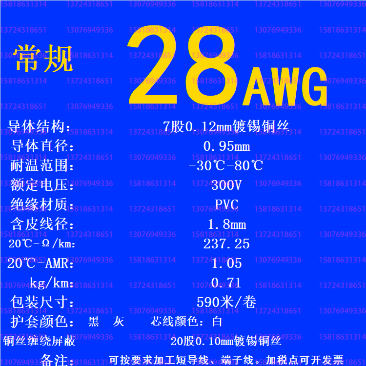 UL认证1533AWM24/26/28AWG环保铜丝缠绕屏蔽单芯信号传输电源导线 电子/电工 护套线 原图主图