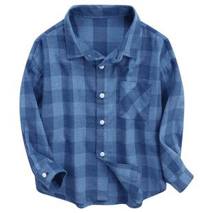 小象汉姆童装男童长袖衬衫儿童春季格子衬衣2026新款宝宝春装洋气