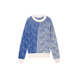 Desigual【博主同款】双色绞花圆领落肩宽松女式针织衫