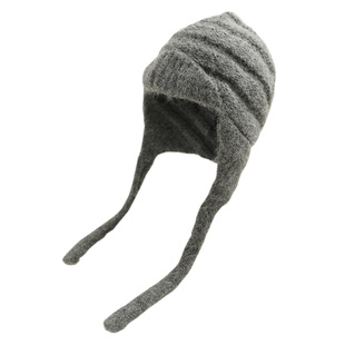 韩系加厚护耳灰色毛线帽子女秋冬新款保暖显脸小雷锋帽百搭套头帽