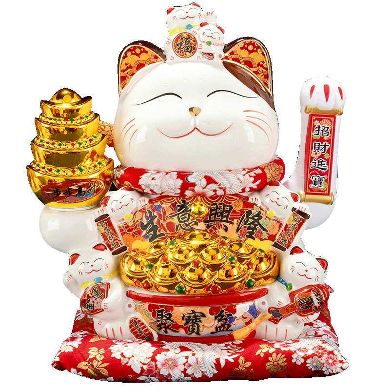 招财猫陶瓷开业家用乔迁礼品摆件