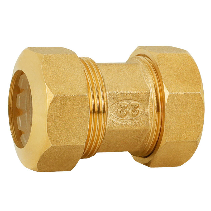 不锈钢波纹管转铜管专用快接件全铜卡套接头22mm转接变径接头配件