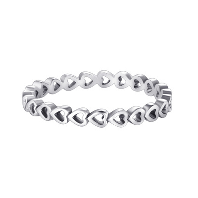 简约设计s925纯银爱心镂空戒指