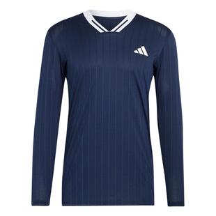 红土赛场系列速干条纹修身网球运动长袖T恤男新款adidas阿迪达斯