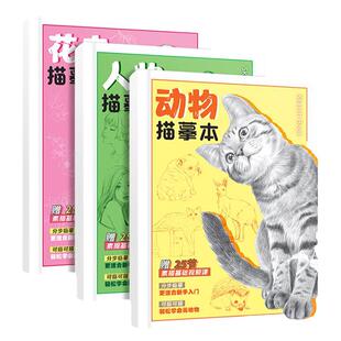 人物动物花卉 描摹本 基础素描入门 赠视频教学临摹画集 生活速写教程入门零基础 铅笔画针管笔钢笔 描红画本