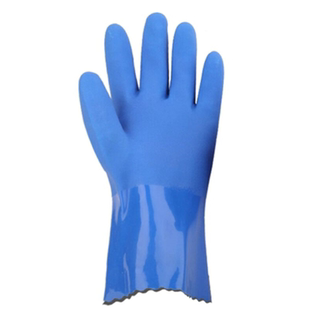 女士小号兰色磨砂浸胶防水耐磨耐油酸碱建筑水产渔业劳保防护手套