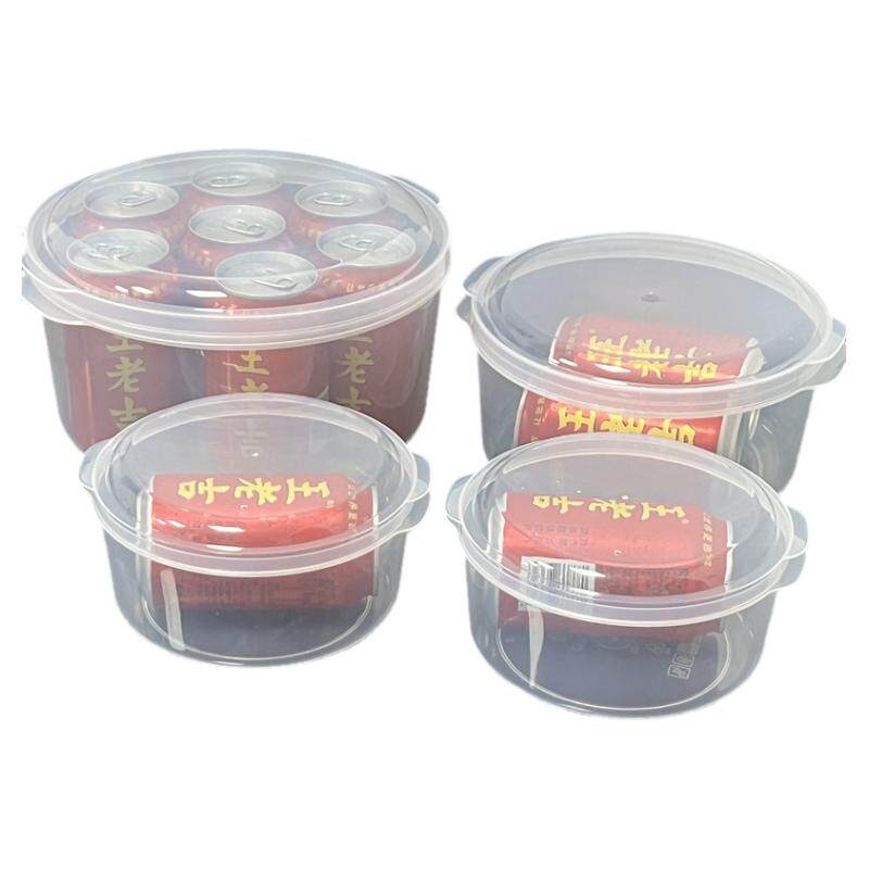 保鲜盒食品级透明塑料圆形收纳盒泡面微波炉冰箱专用盒子商用带盖