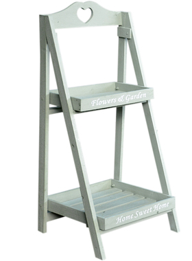 美式多层阶梯木制阳台置物架摆件