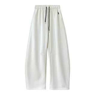 加绒加厚保暖垂坠感拖地香蕉裤冬季小马刺绣松紧腰阔腿弯刀卫裤女