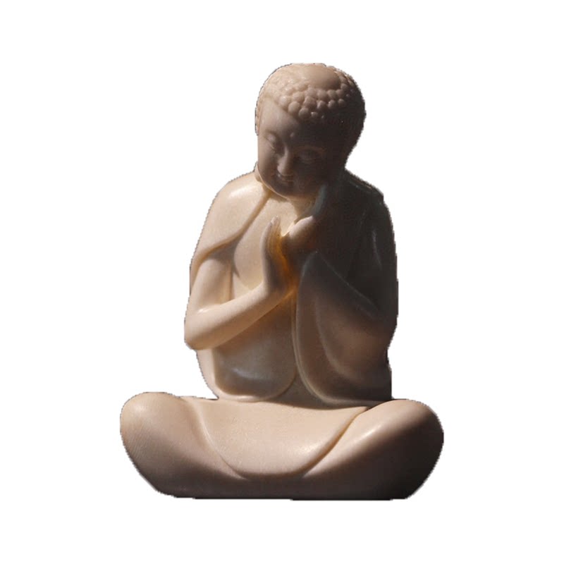居舍鹿角手工雕刻冥想·佛摆件
