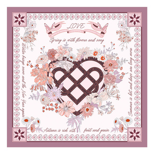 宝石蝶2025新款真丝丝巾女100%桑蚕丝缎面方巾礼盒装围巾爱的四季