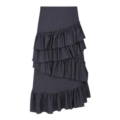 【吴昕同款】FUNNEL IN 层叠牛仔蓝花苞半身裙蛋糕裙长裙秋冬款