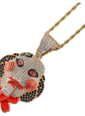 万圣节电锯惊魂玩偶面具镶钻吊坠