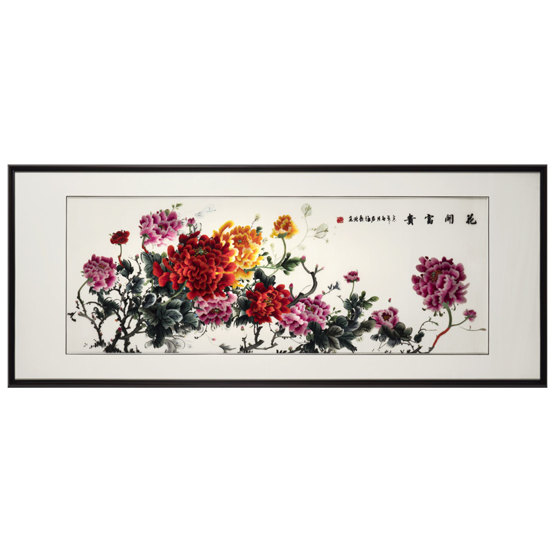 花开富贵牡丹花刺绣装饰画苏绣