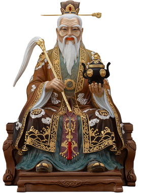 纯铜太上老君道德天尊神像摆件