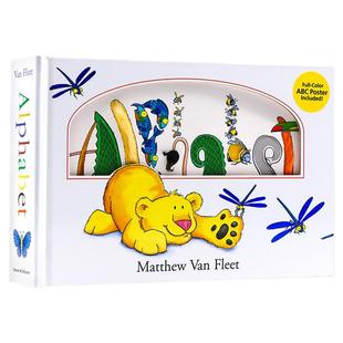 【自营】Matthew Van Fleet 英文原版绘本 Alphabet 字母低幼趣味动物卡通启蒙认知 大开纸板操作书机关推拉 益智游戏书触摸翻翻书
