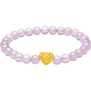 周六福黄金蛇手串女生肖蛇系列甜心蛇本命年3d硬金定价粉玉髓手串