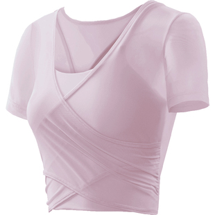 瑜伽服上衣女夏季高级感专业高端健身衣普拉提套装新款带胸垫短袖