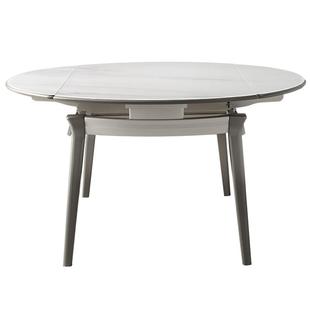 全友家居餐桌轻奢现代简约小户型家用多功能可伸缩圆岩板餐饭桌椅