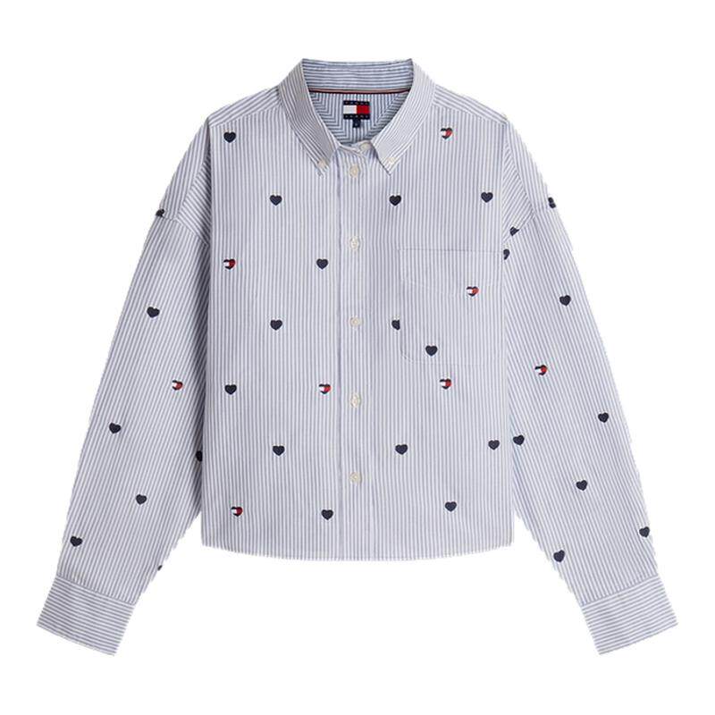 Tommy女装牛津纺爱心条纹衬衫