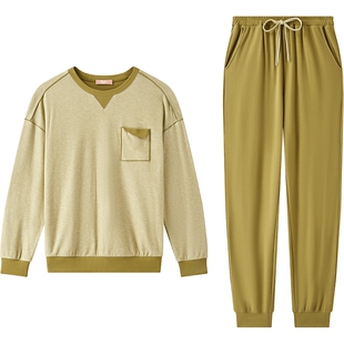 曼妮芬睡衣套装套头长袖长裤套装女士家居起居服20320658