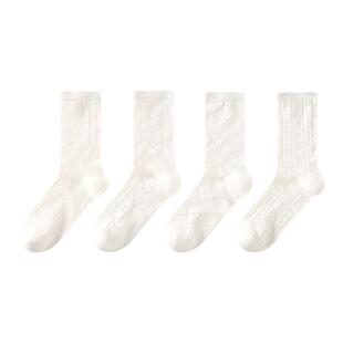 耐尔白色袜子女春夏新薄款乐福鞋中筒袜竹纤维高弹透气甜妹堆堆袜