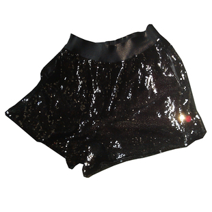 网红大码ulzzang时尚亮皮阔腿裤子仙女双插袋a字休闲重工亮片短裤